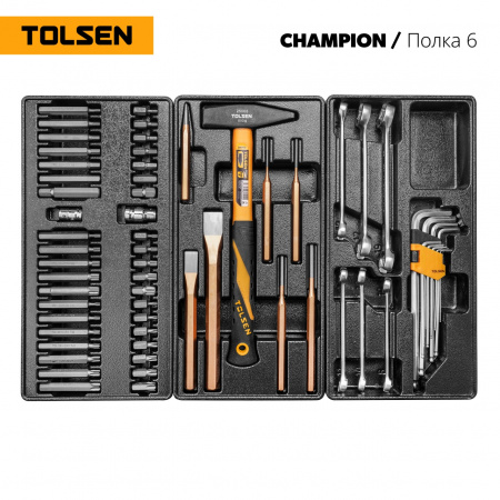 TOLSEN Набор инструментов "CHAMPION" для тележки, 18 ложементов, 239 предметов