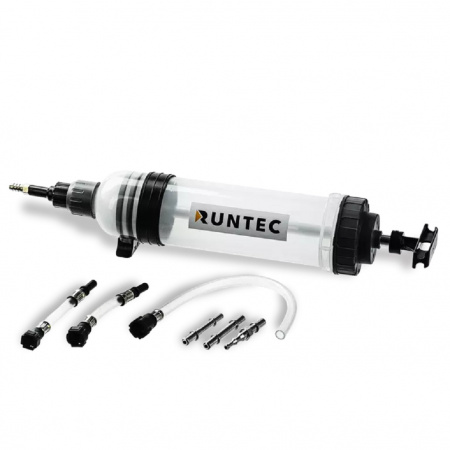 RUNTEC Шприц для масла, 1500 мл, с набором адаптеров, трубок и хомутов
