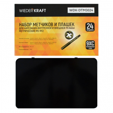 WiederKraft Набор метчиков и плашек М5-М12, 24 предмета, метрическая резьба