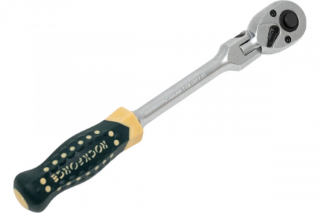 ROCKFORCE Трещотка реверсивная шарнирная с резиновой ручкой 1/4" (72зуб.)