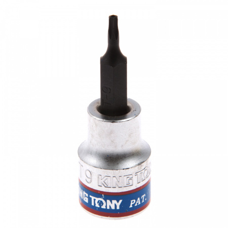 KING TONY Насадка (бита) торцевая 3/8", TORX, T9, L = 50 мм, с отверстием
