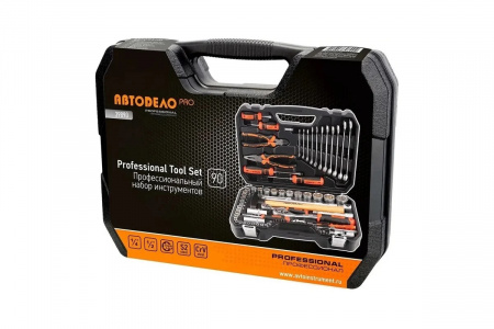 АВТОДЕЛО Набор инструмента 1/2" 1/4" 6 гр. Professional, 90 пр. в кейсе