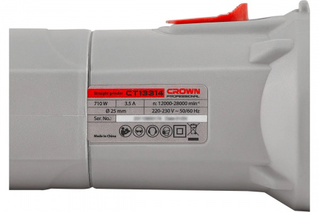 CROWN CT13314 Прямая шлифовальная машина ПШМ, 710 Вт, 12000-28000 об/мин