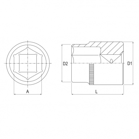 JONNESWAY Головка торцевая 1/4"DR, 14 мм