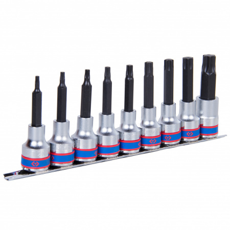 KING TONY Набор торцевых насадок 1/2", TORX, Т20-Т60 мм, L = 80 мм, 9 предметов 4119PR10