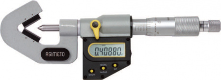 ASIMETO Микрометр с призматической пяткой 108° цифровой IP65 0,001 мм, 5-25 мм