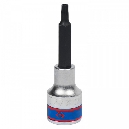 KING TONY Насадка (бита) торцевая 1/2", TORX, T27, L = 80 мм, с отверстием