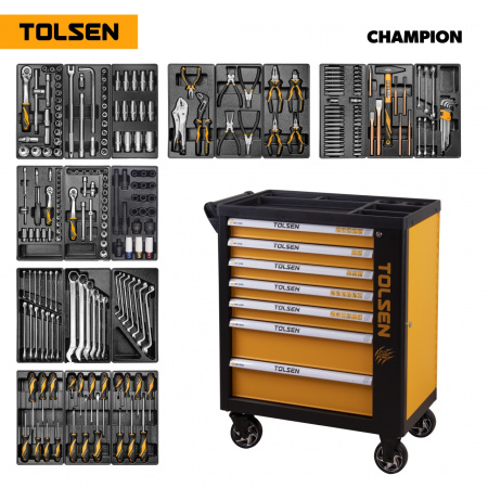TOLSEN Набор инструментов "CHAMPION" в черной тележке, 239 предметов 