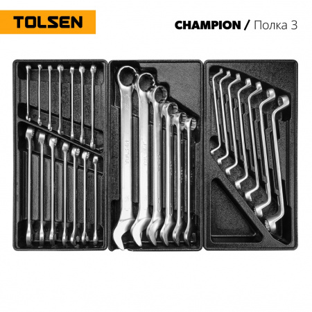 TOLSEN Набор инструментов 239 предметов, "CHAMPION", в черной тележке + динамометрический ключ