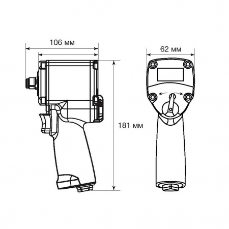 Thorvik Гайковерт ударный пневматический 1/2"DR 9000 об/мин, 620 Нм