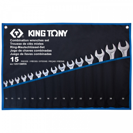 KING TONY Набор комбинированных ключей, 10-32 мм, чехол из теторона, 15 предметов