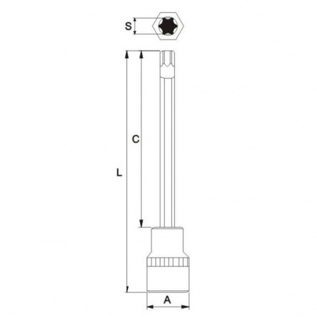 JTC Бита-головка длинная TORX 1/2" T55 х 200 мм  