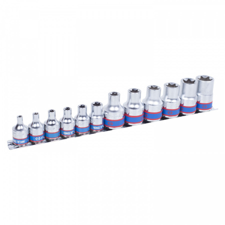 KING TONY Набор торцевых головок 1/2"&3/8", TORX Е-стандарт, Е4-Е20, 12 предметов