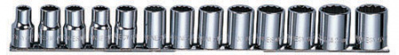 JONNESWAY Набор головок торцевых 12-гранных MAXI-DRIVE 1/2"DR на держателе, SAE 3/8--1-1/8", 13 пред