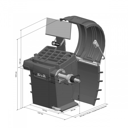 SIVIK Балансировочный станок STELLAR (p) СБМП-60/3D Pro (УЗ, ЭМВ, ТЛУ) 220 В Синий RAL5017