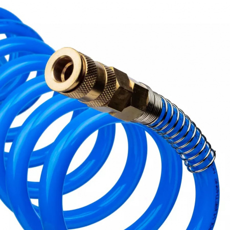 GARWIN PRO Шланг полиуретан (PU) 12*16, витой, 5 м, синий, БРС в комплекте