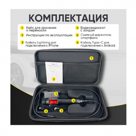 ICartool Видеоэндоскоп управляемый USB, 2Мп, 1920x1080, 1.5м, 5.5мм, 360°