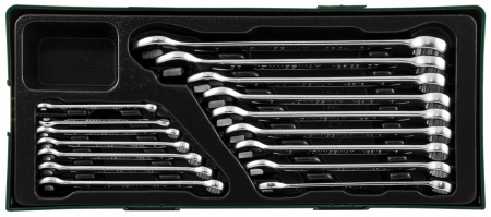 JONNESWAY Набор ключей гаечных комбинированных в ложементе, 6-24 мм, 16 предметов