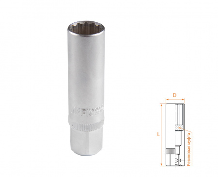 AFFIX Головка свечная двенадцатигранная 3/8", 14 мм, резиновый фиксатор
