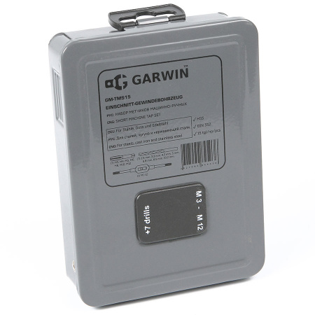 GARWIN INDUSTRIAL Набор метчиков М3 - 12 и сверл HSS, DIN352, 15 предметов