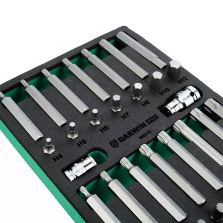 GARWIN PRO Набор бит 10 мм, Torx, Spline, Hex, 48 пр. в ложементе EVA