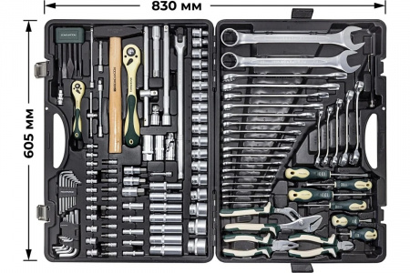 ROCKFORCE Набор инструмента 1/2"&1/4"DR с 6-гранными головками 128 пр.