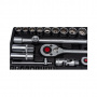 FORCE Набор инструмента 1/4"& 1/2" 12-гранный. головки, ключи комб., трещотки, биты, 82 пр. в кейсе
