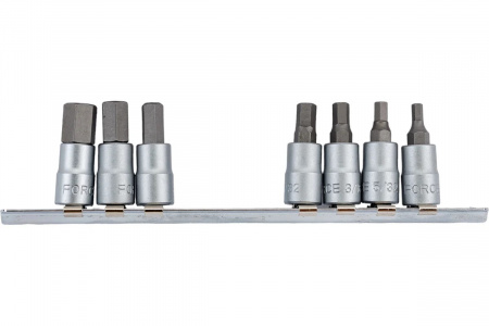 FORCE Набор насадок шестигранных 1/4" (1/8",5/32",3/16",7/32",1/4",5/16",3/8" L32 мм) 7пр, держатель