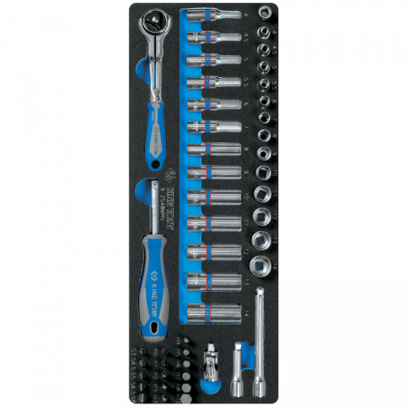 KING TONY Набор торцевых головок 1/4" с принадлежностями, ложемент, 48 предметов 9-2548MRV