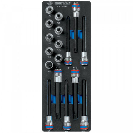 KING TONY Набор насадок HEX, TORX и SPLINE, 1/2", ложемент, 17 предметов