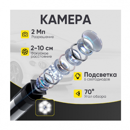 ICartool Видеоэндоскоп управляемый USB, 2Мп, 1920x1080, 1.5м, 5.5мм, 360°