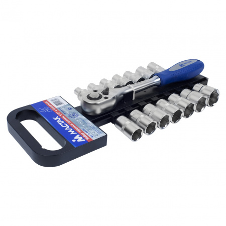 МАСТАК Набор торцевых головок с трещоткой 1/2", 8-24 мм, 15 предметов