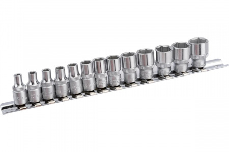 FORCE Набор головок 1/4" 4-14 мм 6-гранных 13 пр. на держателе
