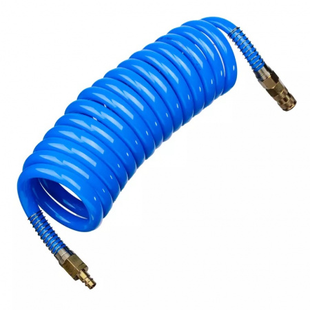 GARWIN PRO Шланг полиуретан (PU) 12*16, витой, 5 м, синий, БРС в комплекте
