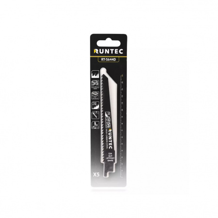 RUNTEC Полотно для сабельной пилы по дереву S 644 D, HCS, 150 мм, 5 шт