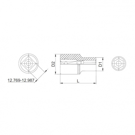 Thorvik Головка торцевая 1/2"DR, 6 граней, 25 мм, длина 40 мм