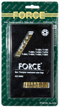 FORCE Набор ключей TORX Г-образных ударопрочные Т10Н-Т50Н 9 пр.
