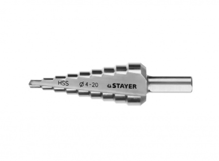 STAYER Сверло ступенчатое 4-20 мм, HSS, 9 ступеней