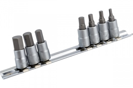 FORCE Набор насадок шестигранных 1/4" (1/8",5/32",3/16",7/32",1/4",5/16",3/8" L32 мм) 7пр, держатель