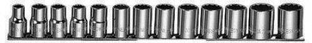 JONNESWAY Набор головок торцевых 12-гранных MAXI-DRIVE 1/2"DR на держателе, 10-24 мм, 13 предметов
