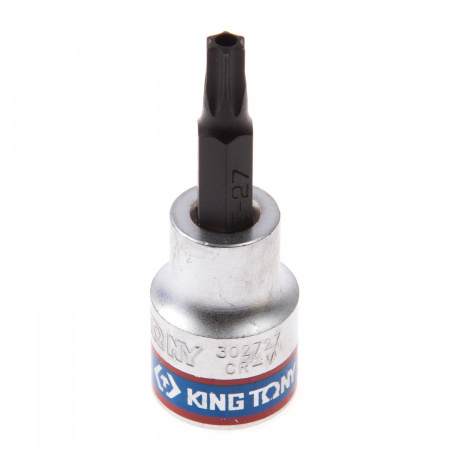 KING TONY Насадка (бита) торцевая 3/8", TORX, T27, L = 50 мм, с отверстием