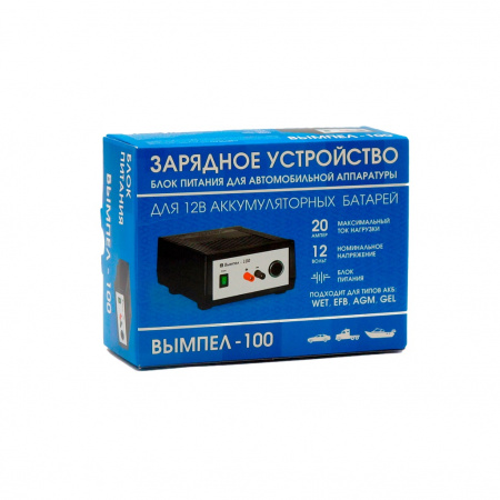 ВЫМПЕЛ Зарядное устройство Вымпел-100, AGM, GEL, WET Sb (сурьмянистые), WET Сa/Sb (гибридные)